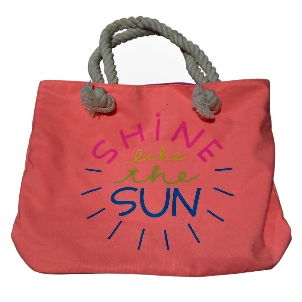 Coral Fabric Tote Bag with Rope Handles